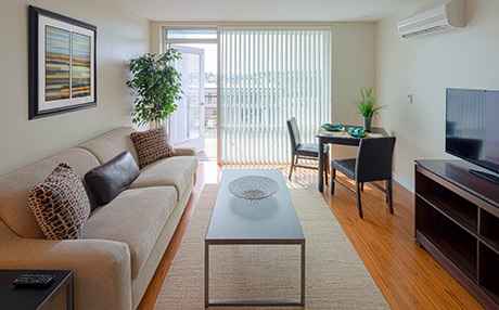 An abundance of natural light along with soft finishes and colors provide a soothing respite for residents.