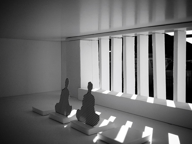 A 3D model helped designers visualize how light would play within the Sangha's practice halls.