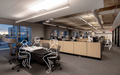 Workplace trends and strategies line drawings